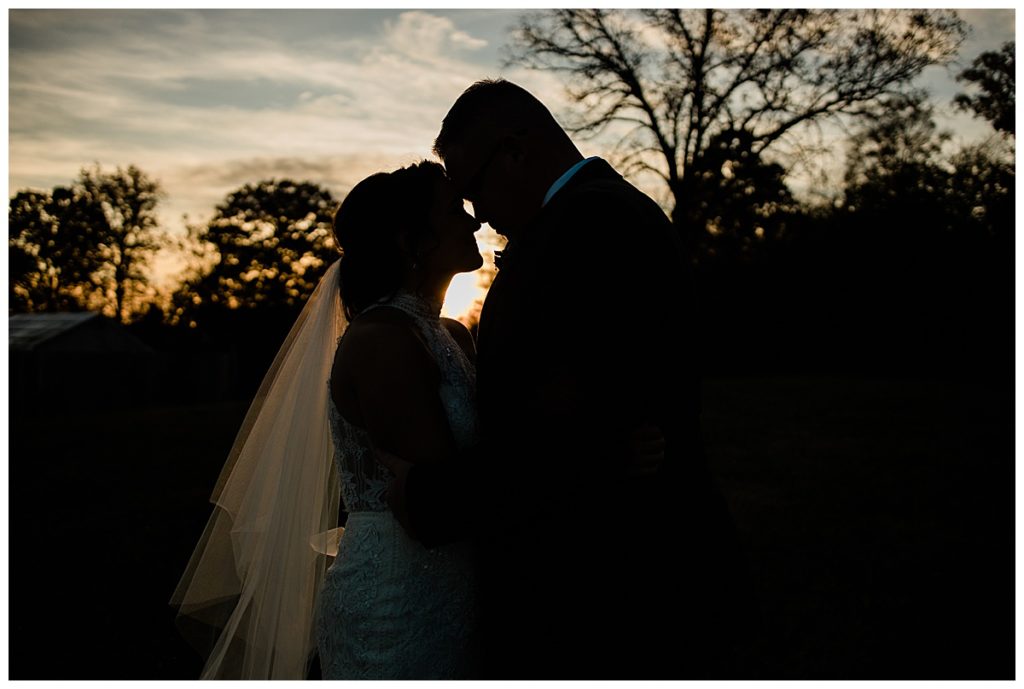bride and groom silhouette portrait