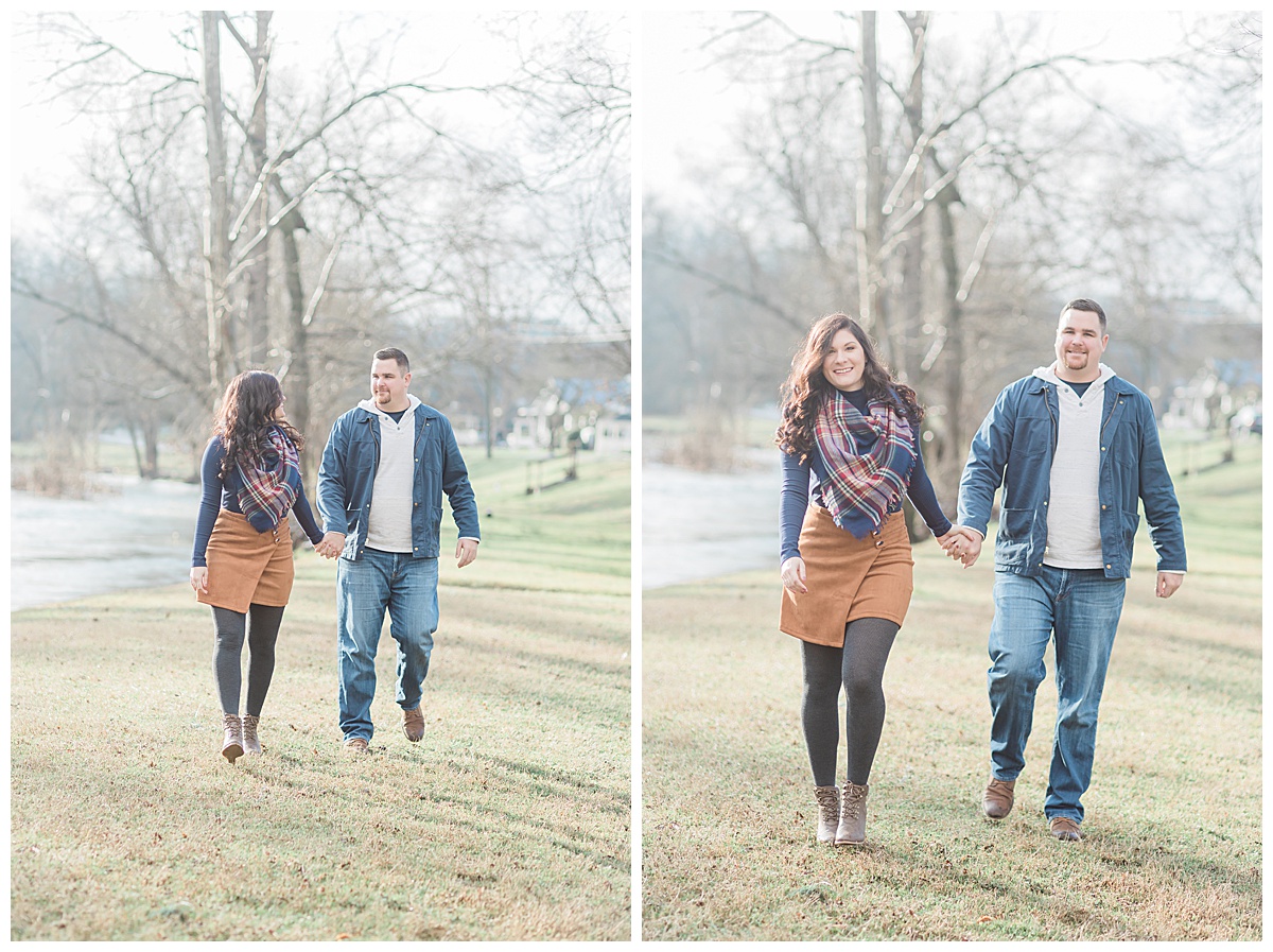 Couple walking along the river