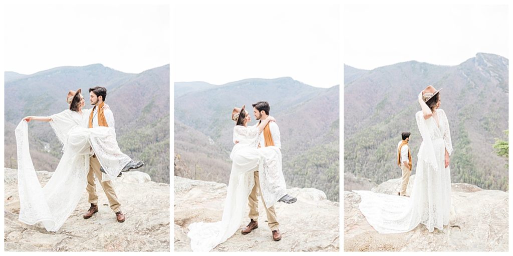 Wedding Couple on Top of the World in North Carolina