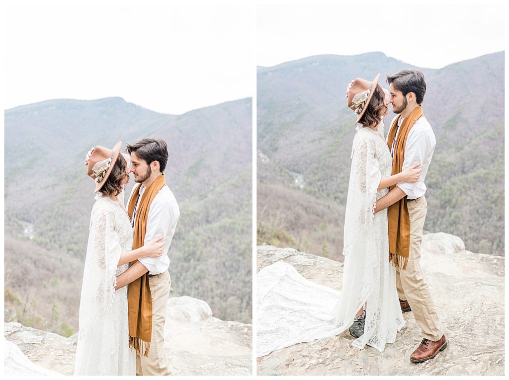 Wedding Couple on Top of the World in North Carolina