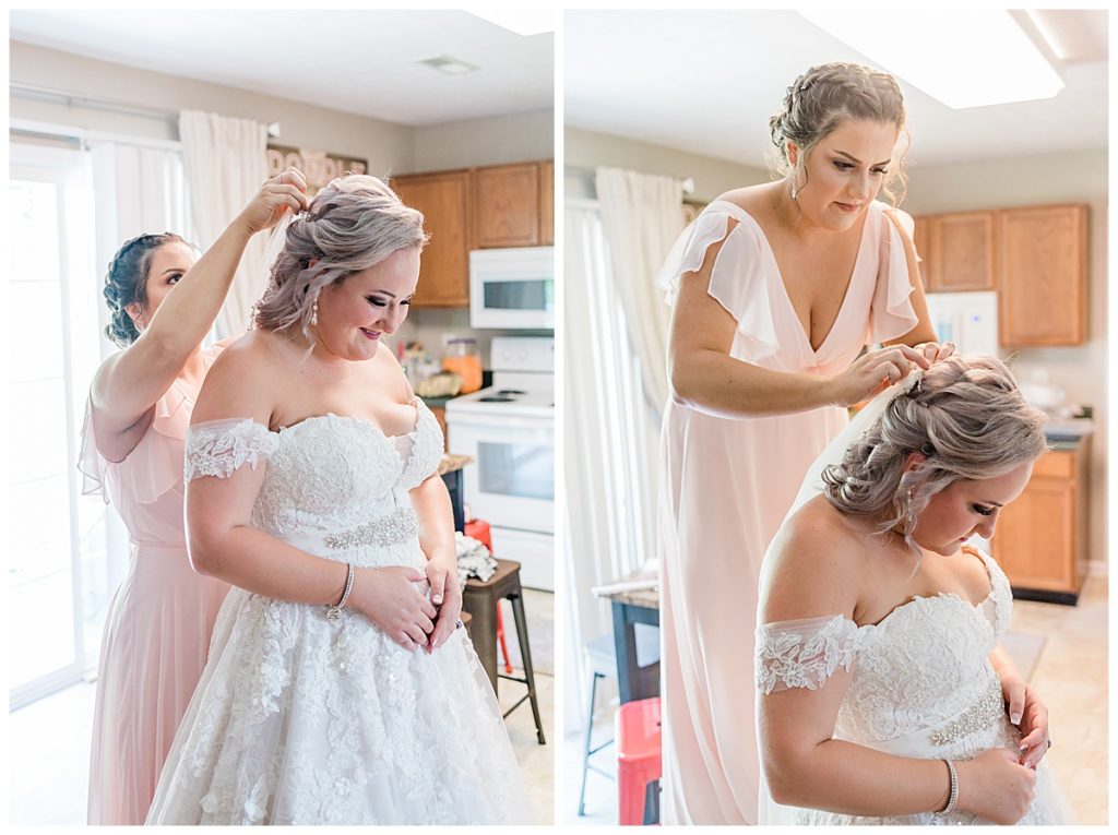 Bride and Bridesmaids Getting Ready