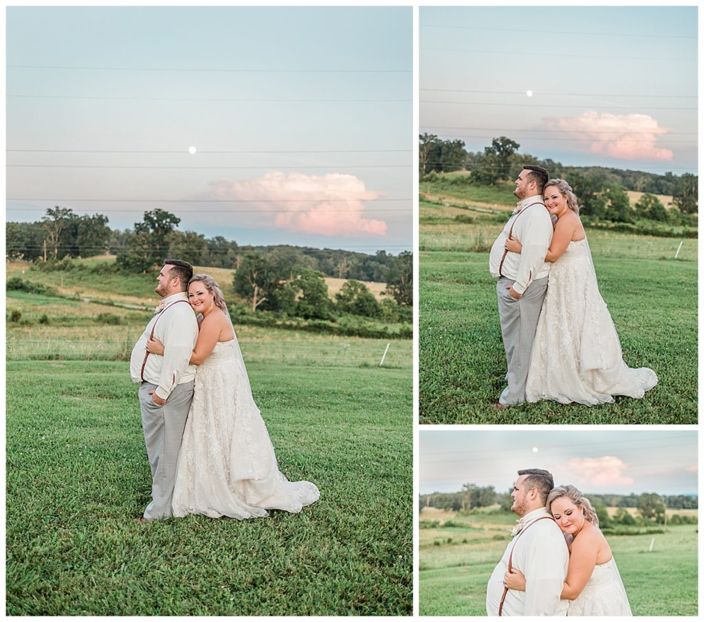 Full Moon sunset portraits of bride and groom in Knoxville