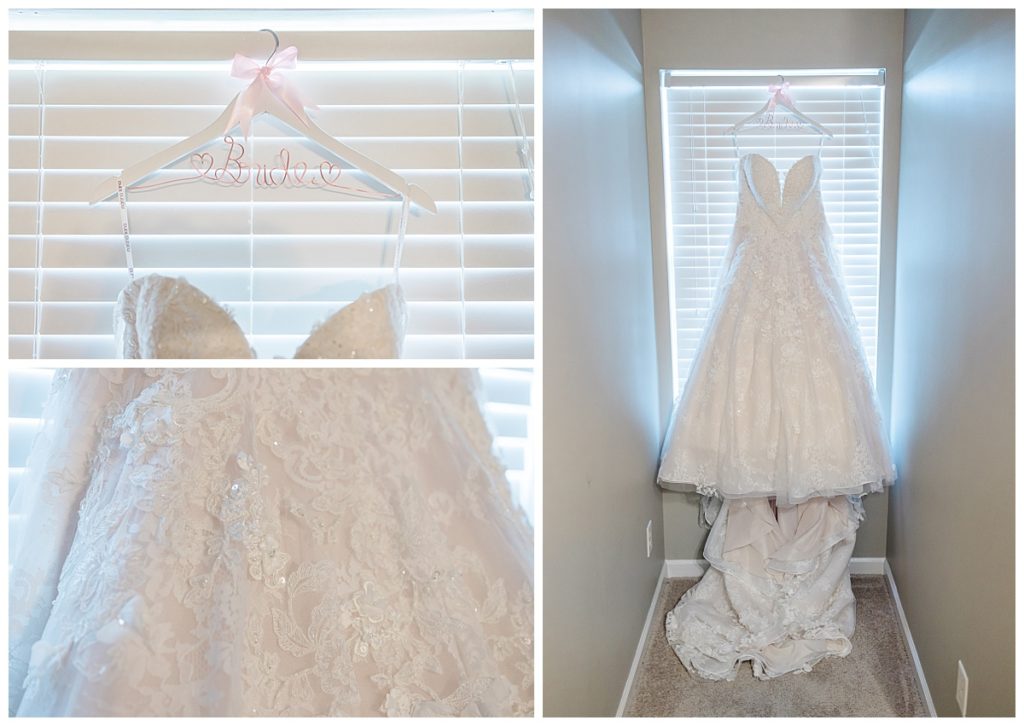 Bride's dress by white laces and promises