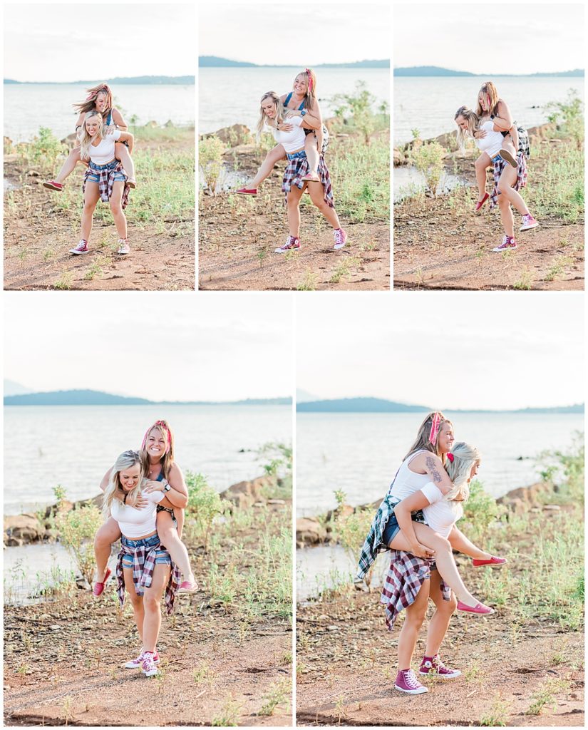 piggy back ride bestie session in tennessee