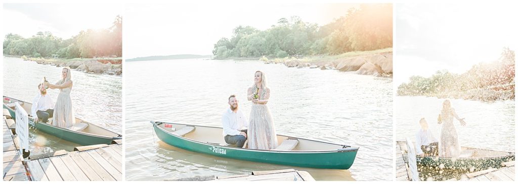champagne pop in a canoe for douglas lake adventure session