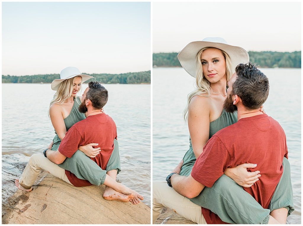 in love couple portraits at the lake in dandridge, tennessee