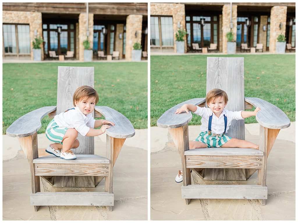 Baby sitting on a chair at luxury resort in Tennessee