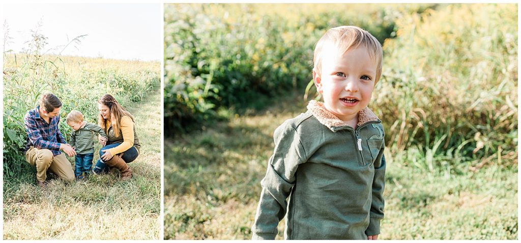 fall maternity family session with little boy in tennessee