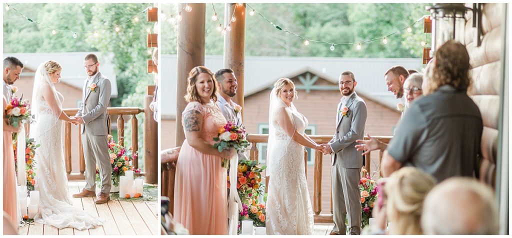 ceremony at the hearthside cabin on the patio