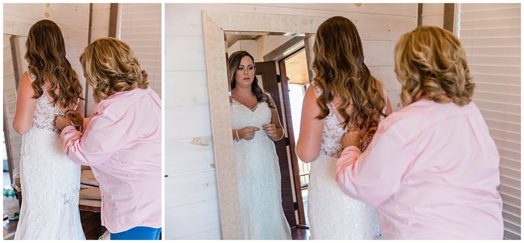 bride getting ready in the bridal suite