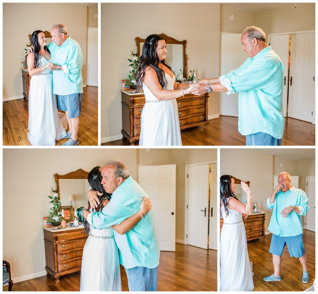 bride's first look with dad in a dandridge airbnb