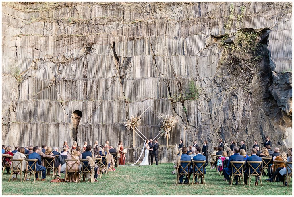 Boho styled wedding ceremony at The Quarry Venue
