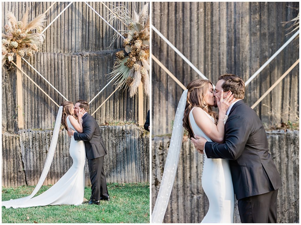 Boho styled wedding ceremony at The Quarry Venue The First Kiss