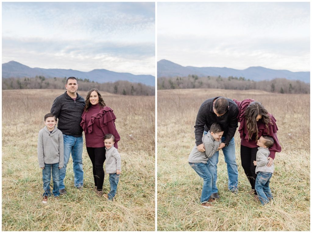 Cades Cove Family Session in front of the Smokies