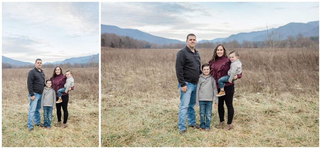 Family photograph at Cades Cove in Tennessee