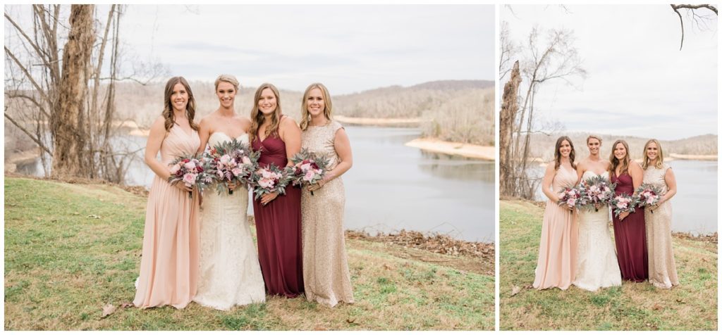 Bridesmaid photos by the lake in Rocky Top, Tennessee