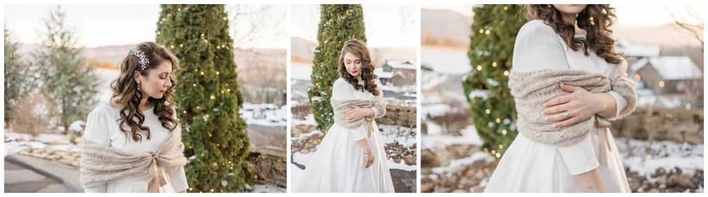 Bridal Portraits for a Winter Wonderland Wedding in Sevierville, Tennessee