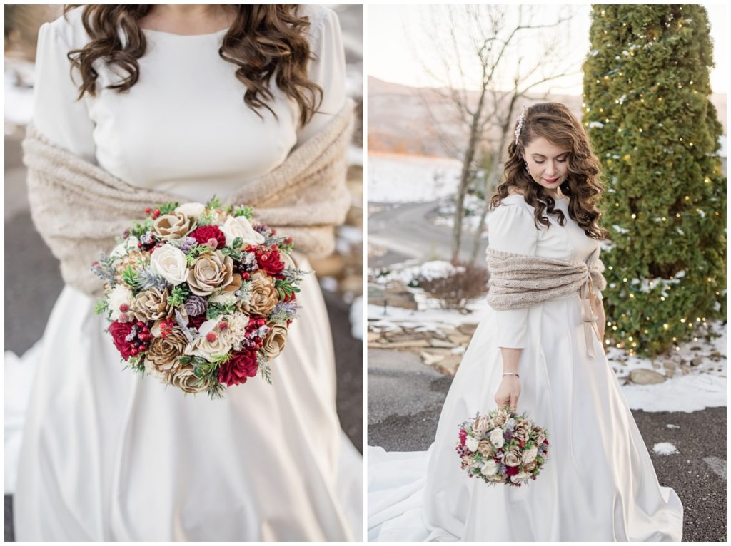 Bridal Portraits for a Winter Wonderland Wedding in Sevierville, Tennessee