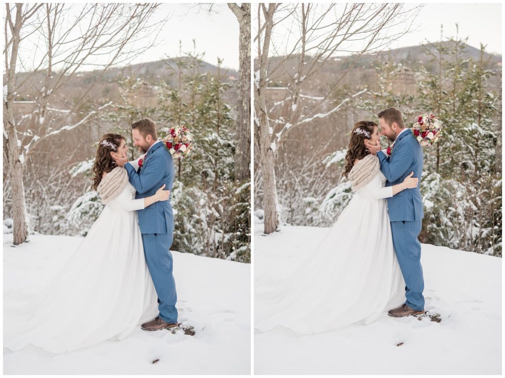 Bride and Groom Couples Photos at a Snowy December Wedding