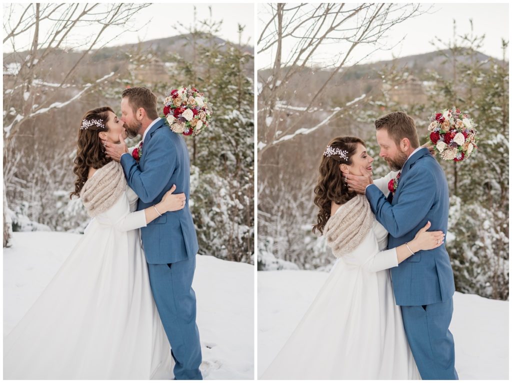 Bride and Groom Couples Photos at a Snowy December Wedding