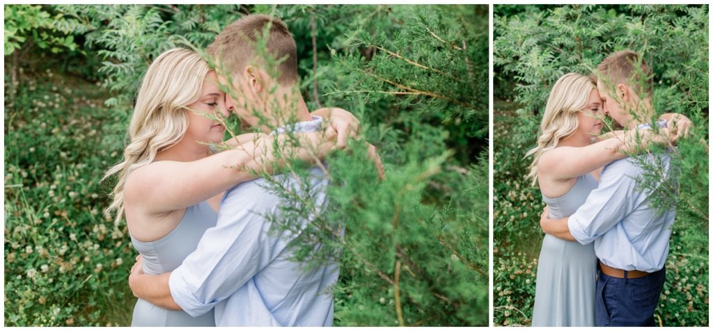 Smoky Mountain anniversary session with young couple hugging