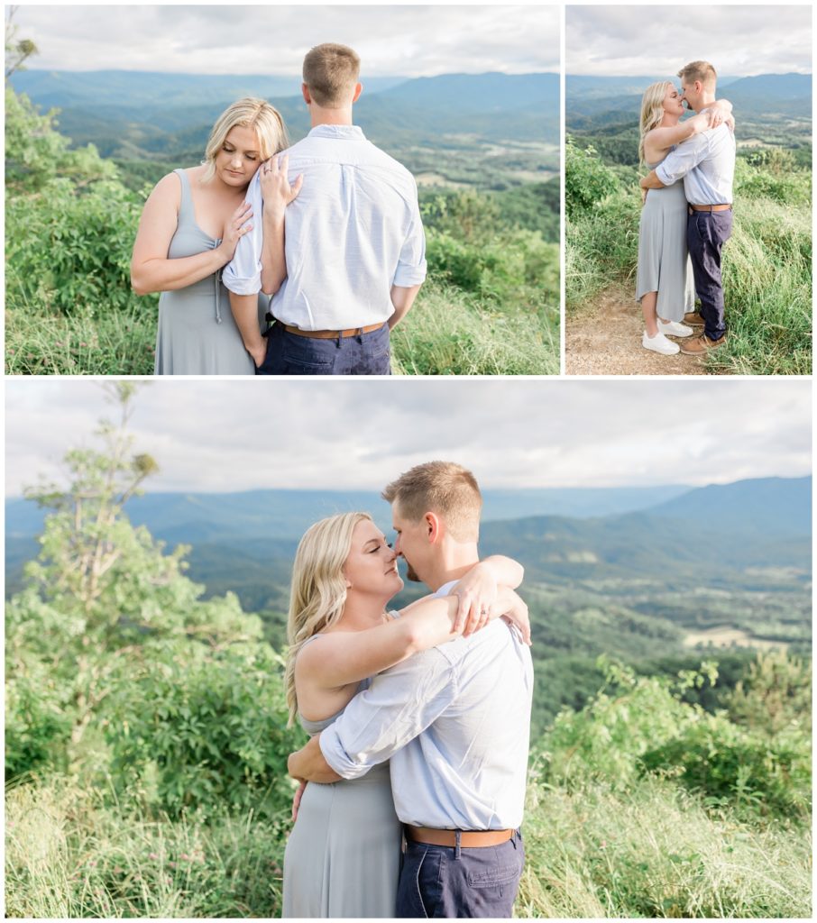 Man and woman hugging and celebrating anniversary in Smoky Mountains National Park