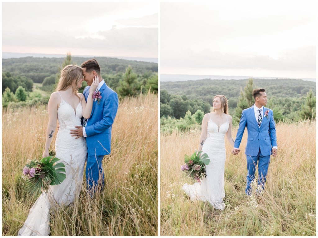 newlywed photos in a field in chattanooga, tn