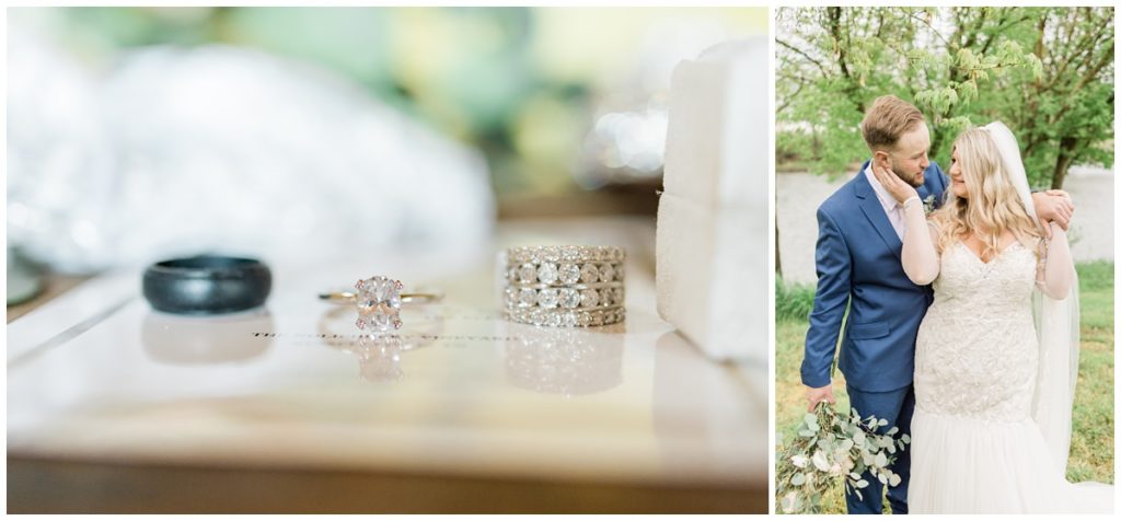 ring detail shots and bride and groom celebrating wedding at knoxville wedding venue