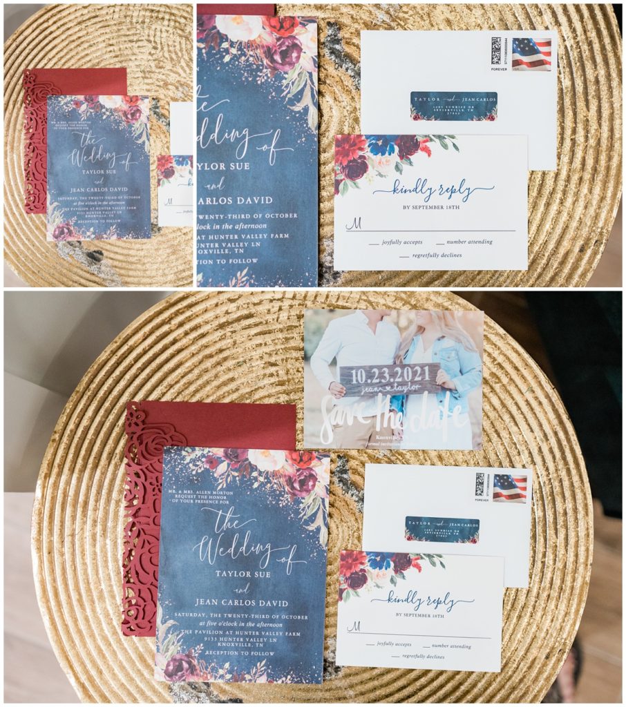 wedding invitations for wedding at hunter valley farm pavilion in knoxville, tennessee