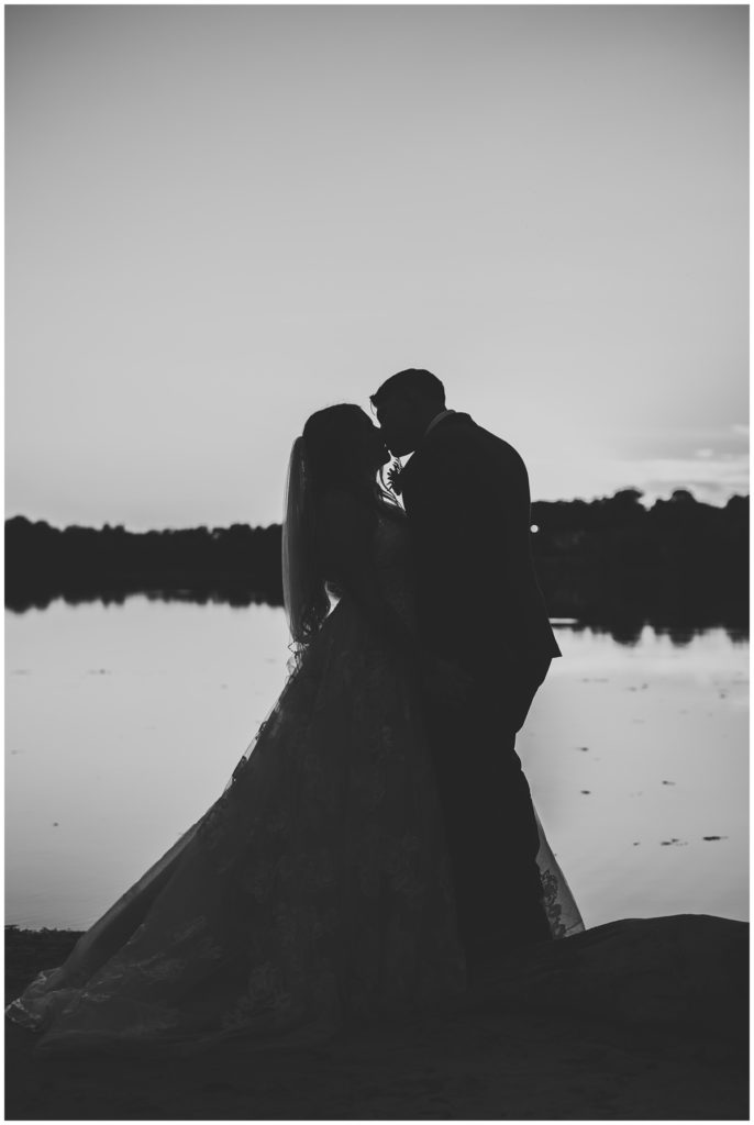silhouette bride and groom photo