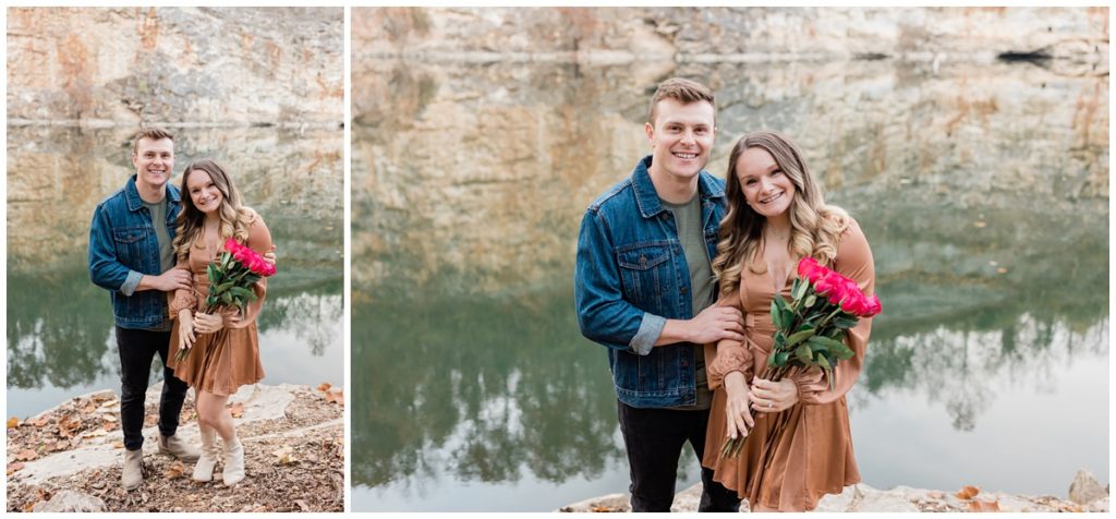 newly engaged couple portraits at quarry at ijams nature center