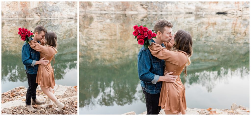 newly engaged couple portraits at quarry at ijams nature center