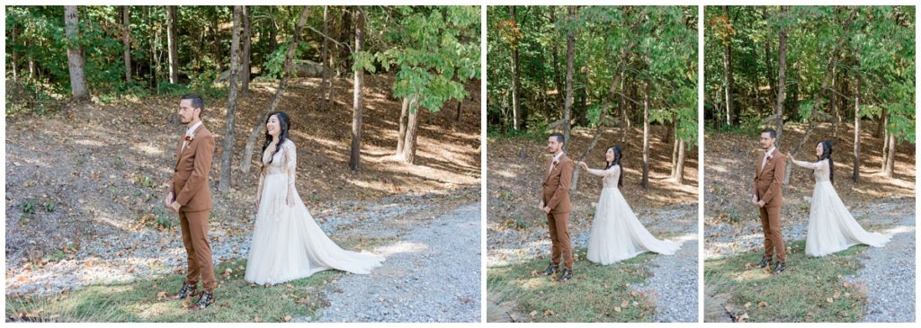 first look with bride and groom