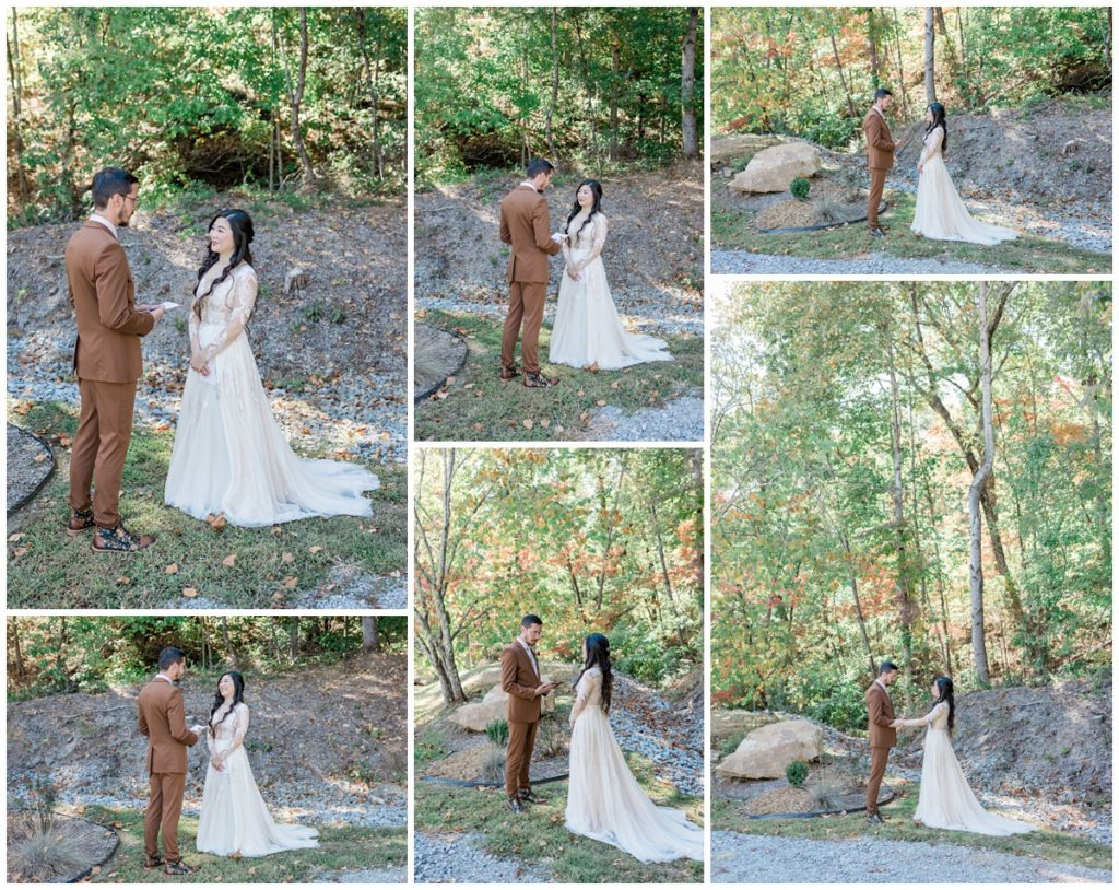 groom reading private vows to bride