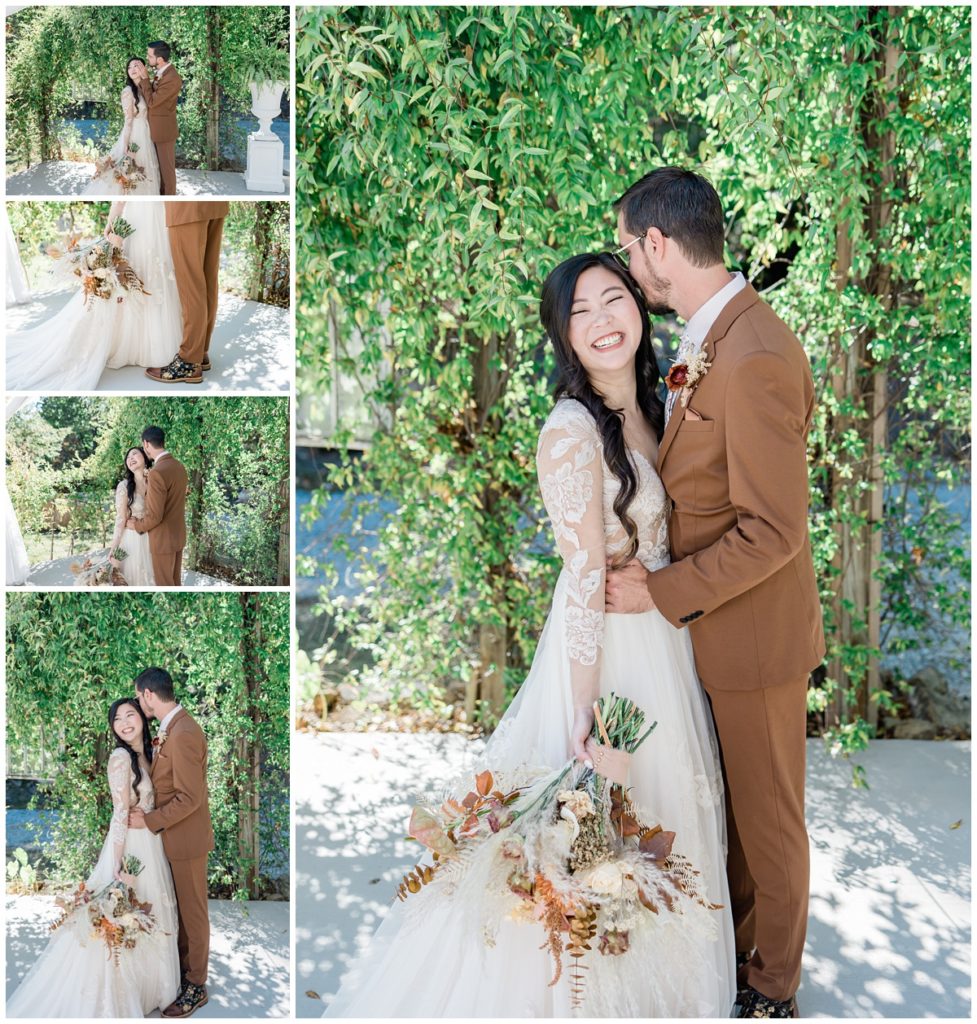 wedding portrait of bride and groom at The Venue at the Bluffs in trenton georgia