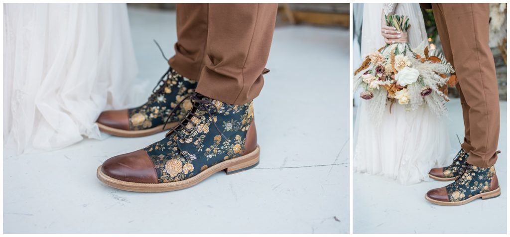 groom's floral wedding boots