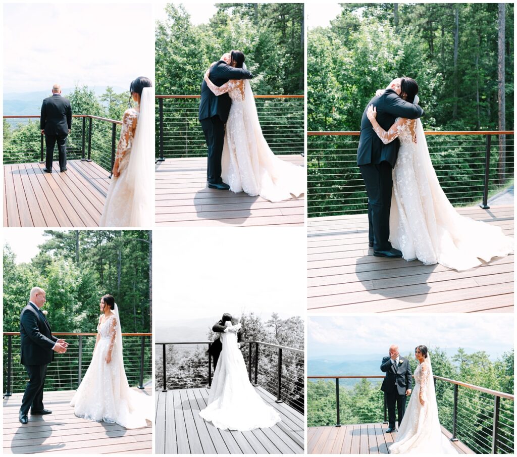 bride's first look with her dad