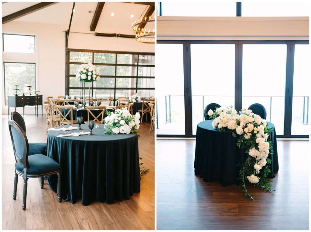 sweetheart table in the reception area of the trillium venue