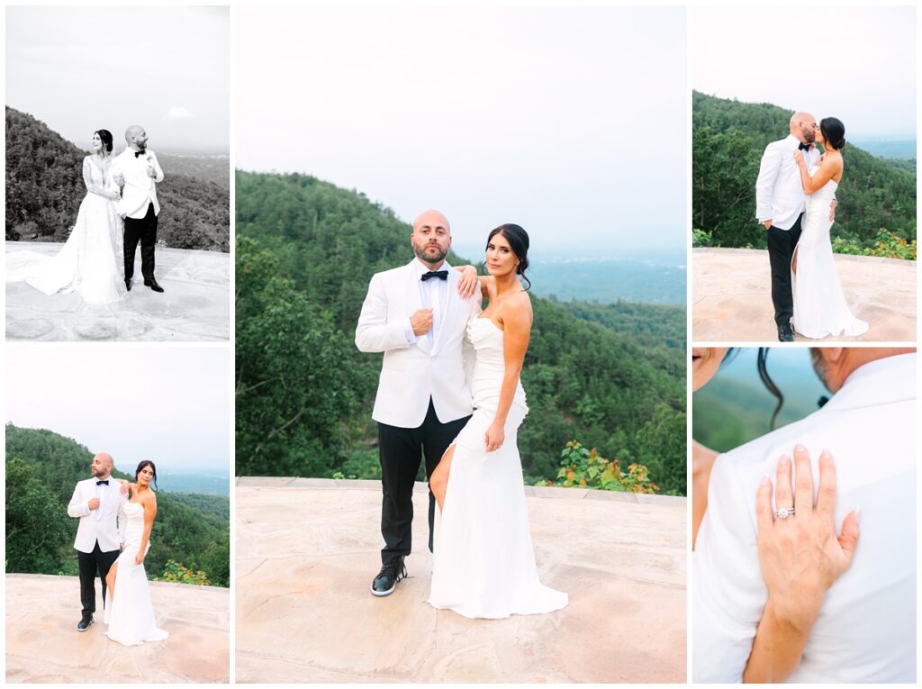 bride and groom photos with smoky mountains