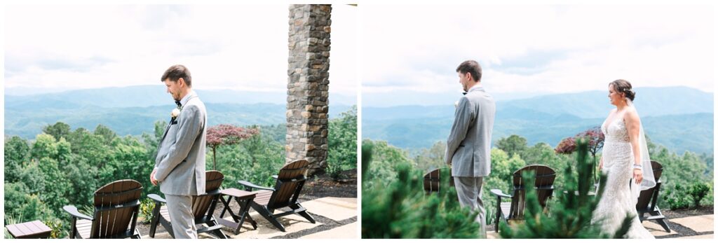 first look photos with bride and groom