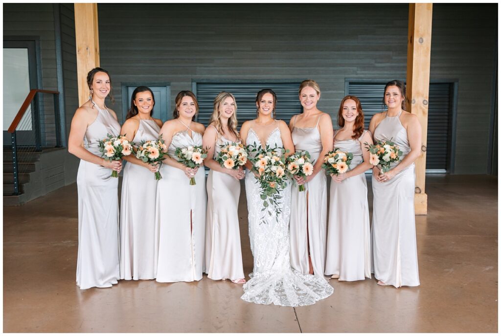 bridal party photo at the trillium venue in sevierville tennessee