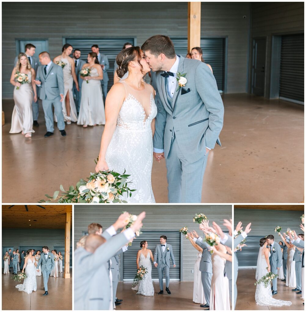 wedding party photos with bride and groom