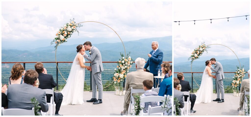 the first kiss of bride and groom