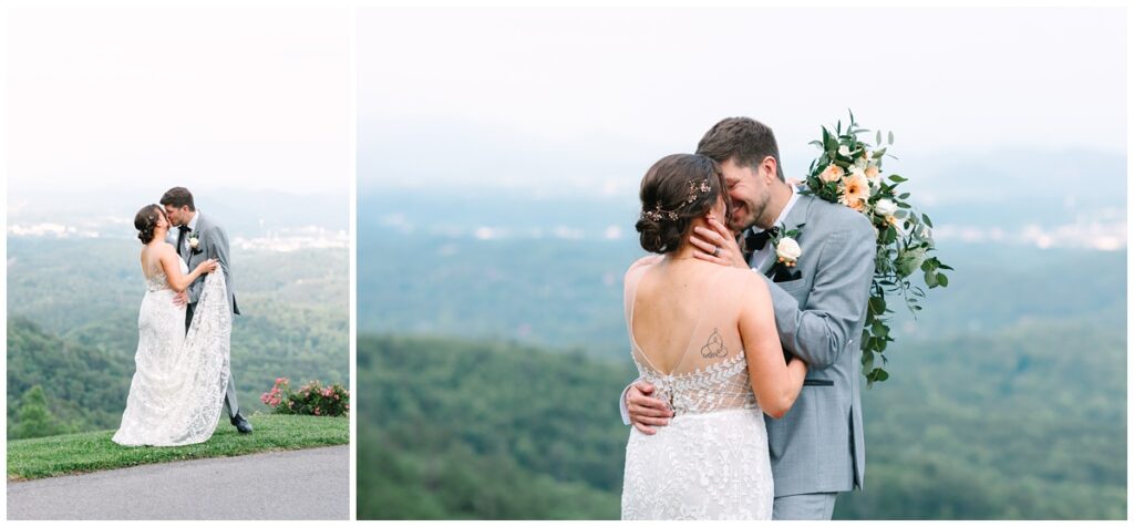 bride and groom mountain photos in tennessee