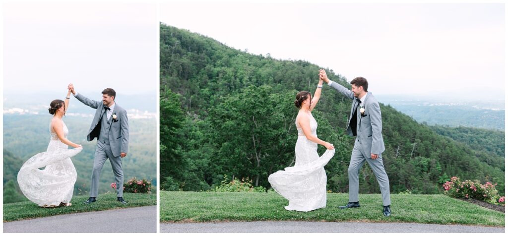 bride and groom portraits in the smoky mountains