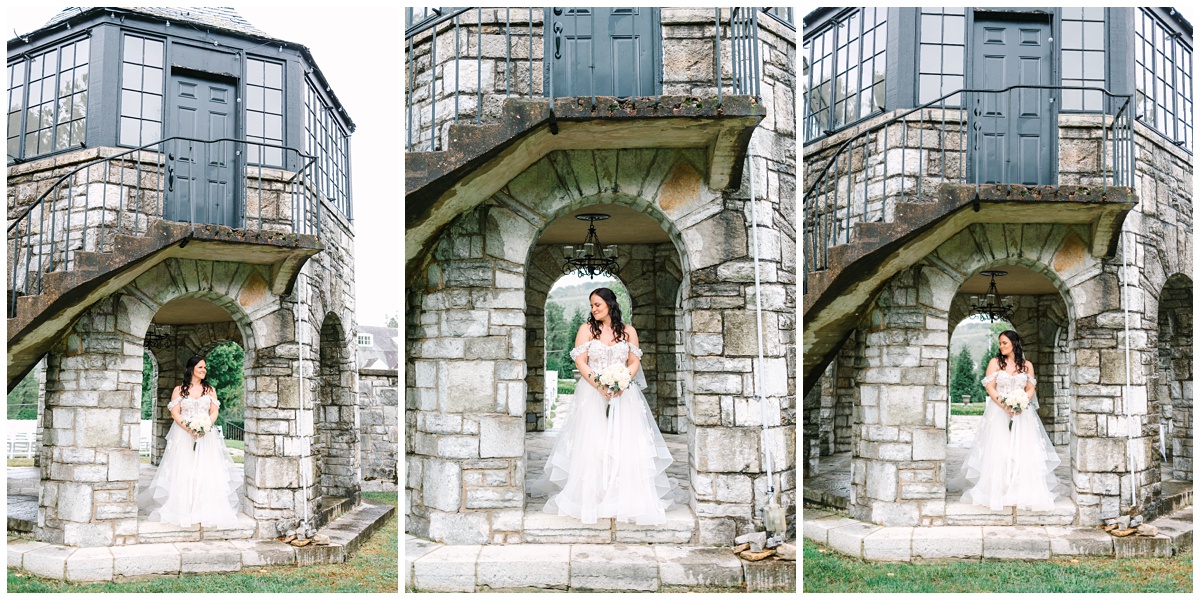 bridal portraits with stunning historical rock structure