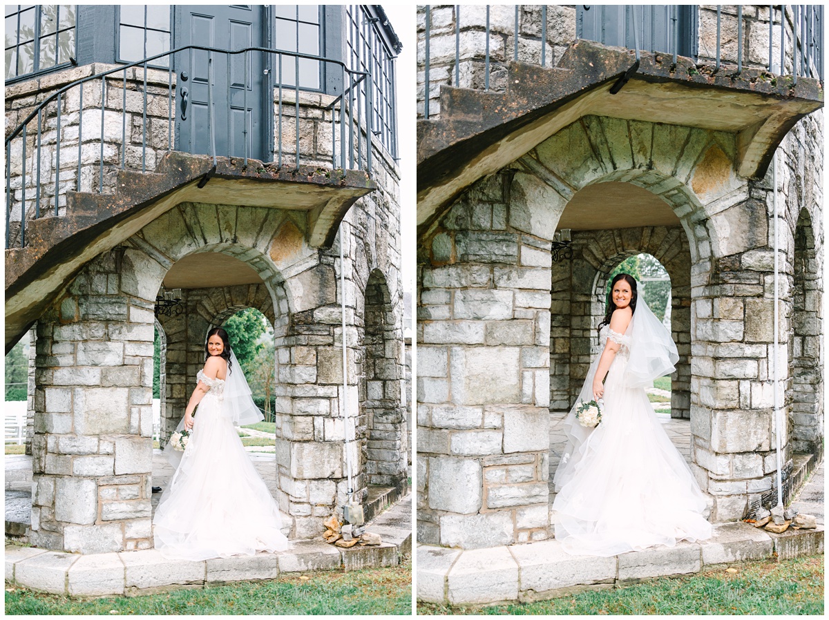 bridal portraits with stunning historical rock structure