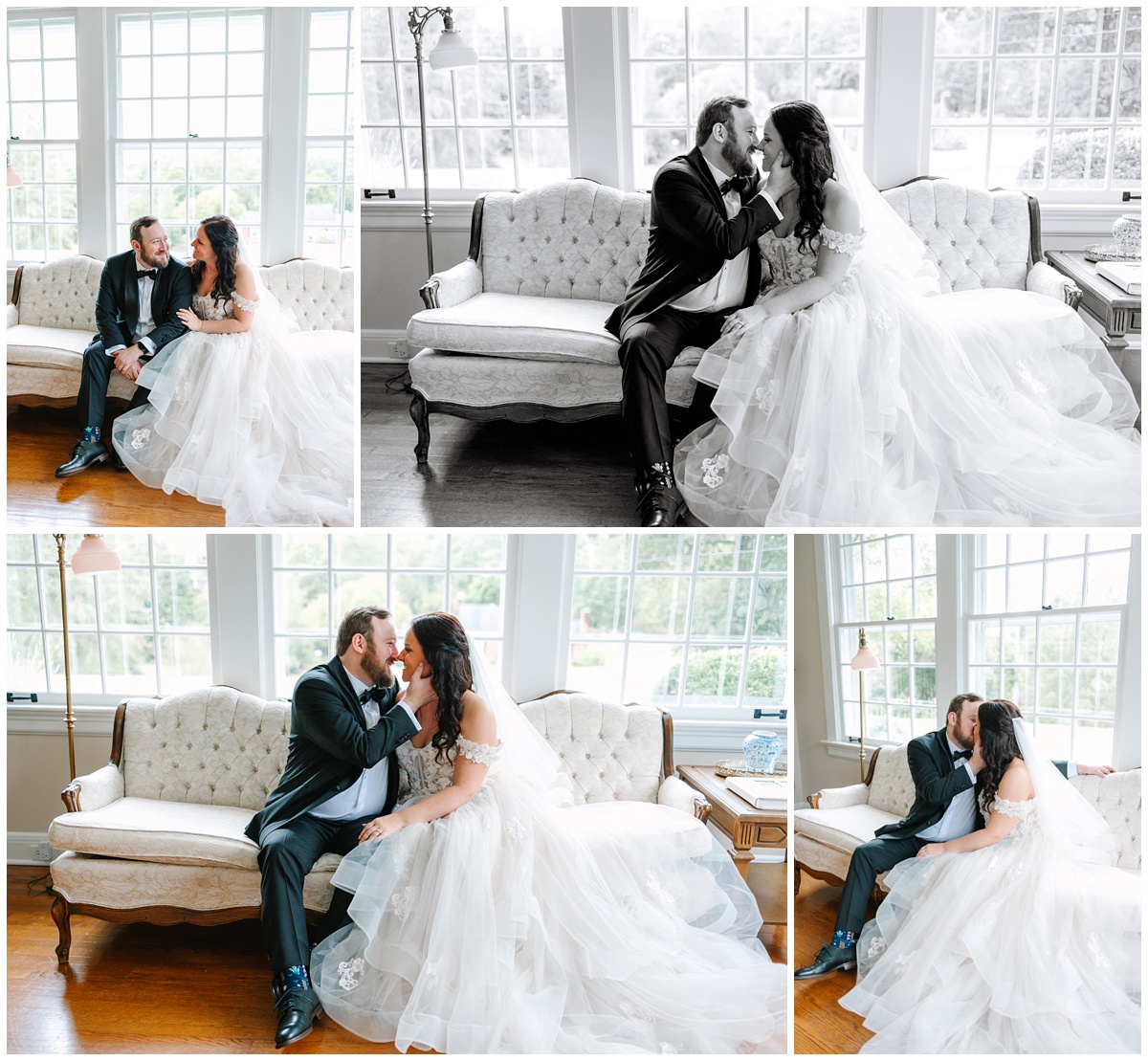 bride and groom photos inside the kincaid house