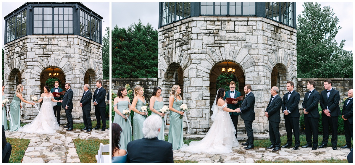 wedding ceremony photos outside of the kincaid house