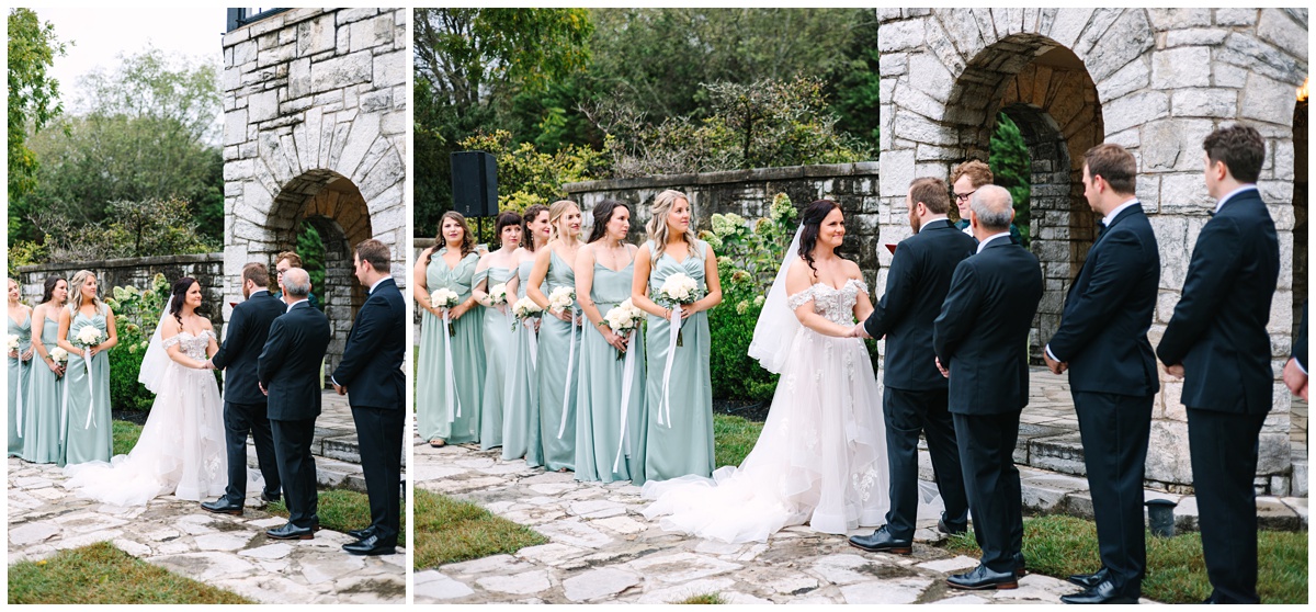 wedding ceremony photos outside of the kincaid house